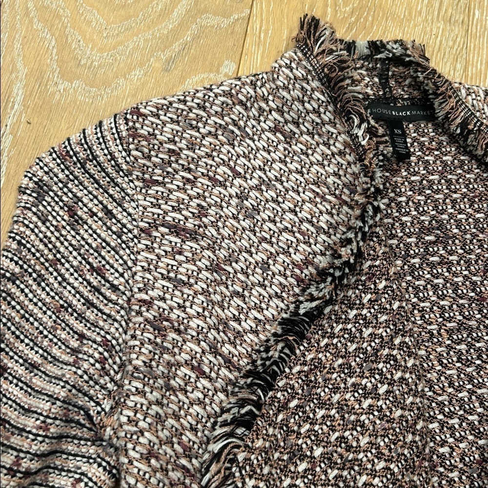White House Black Market Tweed Fringe Cardigan - Picture 5 of 11